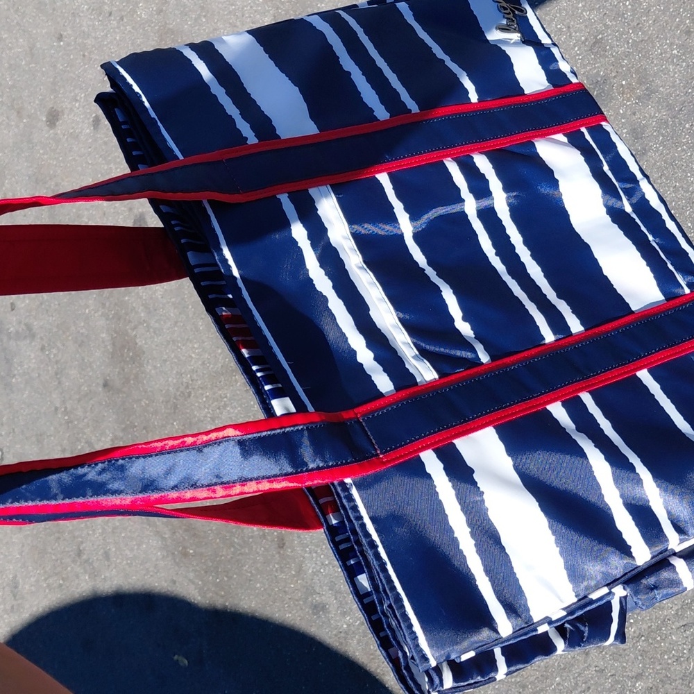 Striped Navy and Red Tote Bag - Picture 3 of 3